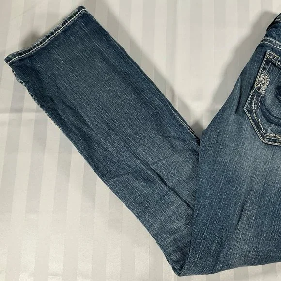 Medium Wash Pre-Distressed Jeans w/ Filigree Buttons & Rivets - Picture 4 of 4